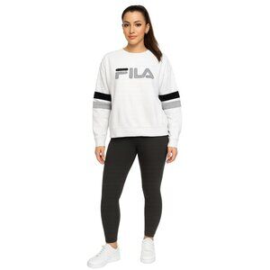 Fila Sweatshirt Top Shirt White Natalie Pullover Crewneck WOMEN'S Extra Large